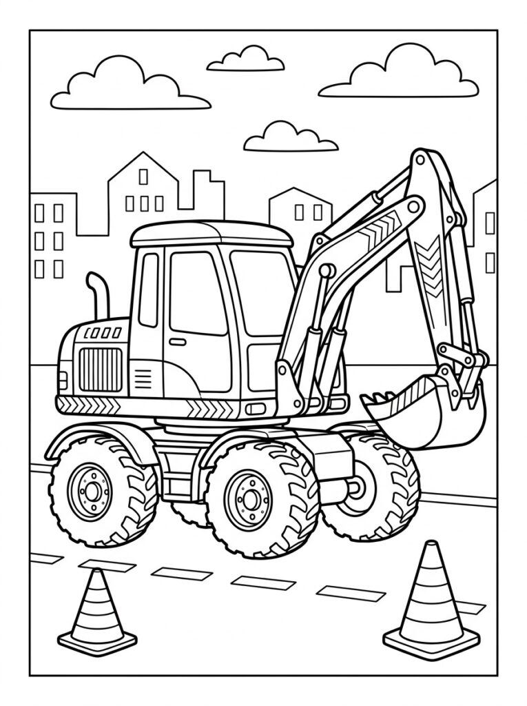 Graafmachine Kleurplaten (Gratis PDF Printables) 05 - gratis kleurplaat om te printen