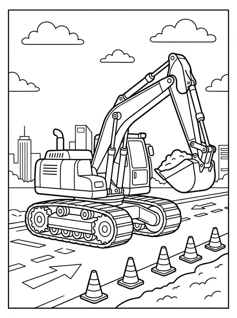 Graafmachine Kleurplaten (Gratis PDF Printables) 08 - gratis kleurplaat om te printen