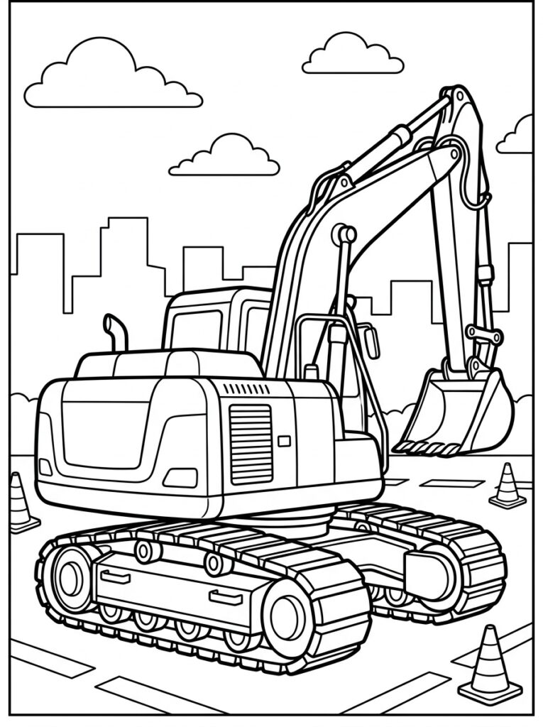 Graafmachine Kleurplaten (Gratis PDF Printables) 09 - gratis kleurplaat om te printen