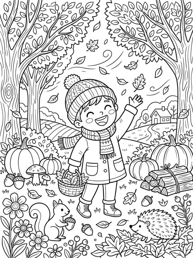 Herfst Kleurplaten (Gratis PDF Printables) 02 - gratis kleurplaat om te printen