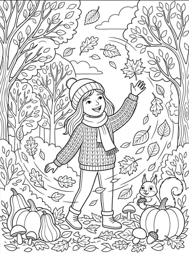 Herfst Kleurplaten (Gratis PDF Printables) 03 - gratis kleurplaat om te printen