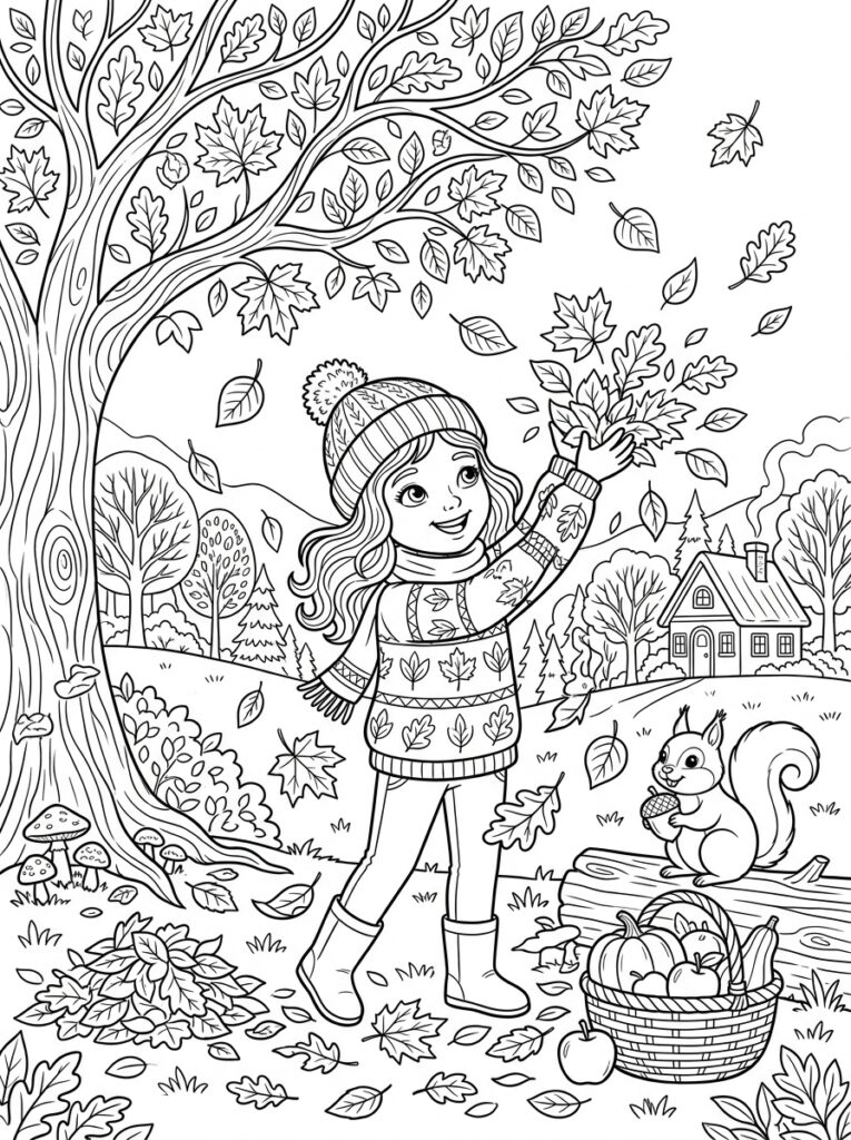 Herfst Kleurplaten (Gratis PDF Printables) 04 - gratis kleurplaat om te printen