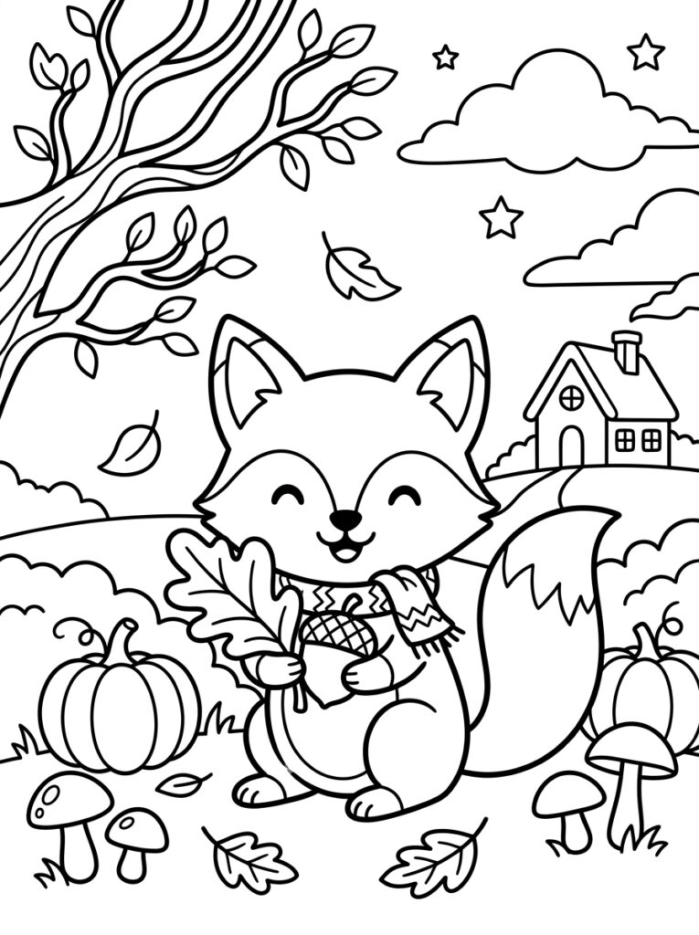 Herfst Kleurplaten (Gratis PDF Printables) 05 - gratis kleurplaat om te printen