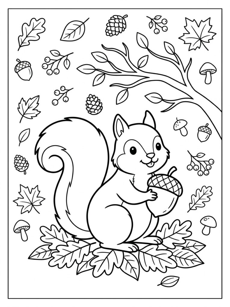 Herfst Kleurplaten (Gratis PDF Printables) 07 - gratis kleurplaat om te printen