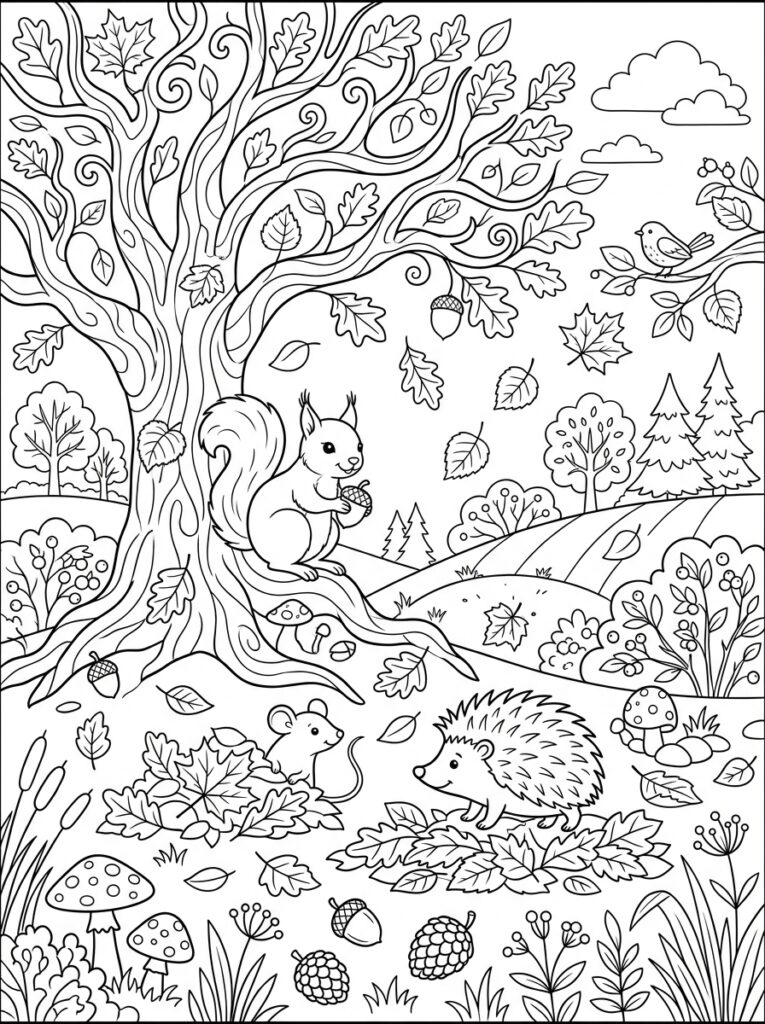Herfst Kleurplaten (Gratis PDF Printables) 10 - gratis kleurplaat om te printen