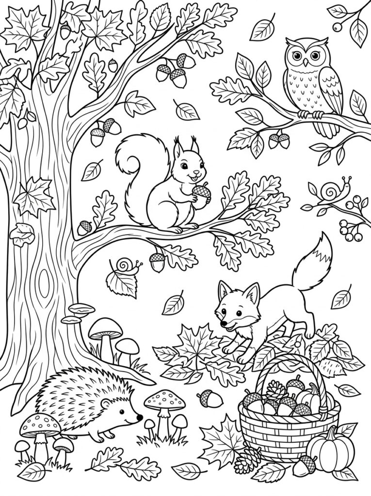 Herfst Kleurplaten (Gratis PDF Printables) 11 - gratis kleurplaat om te printen