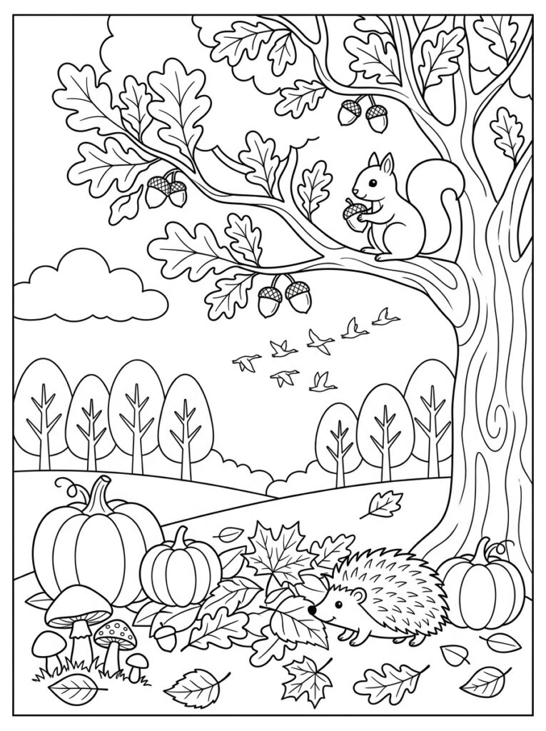 Herfst Kleurplaten (Gratis PDF Printables) 12 - gratis kleurplaat om te printen