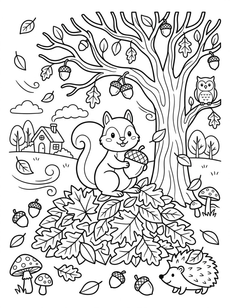 Herfst Kleurplaten (Gratis PDF Printables) 13 - gratis kleurplaat om te printen