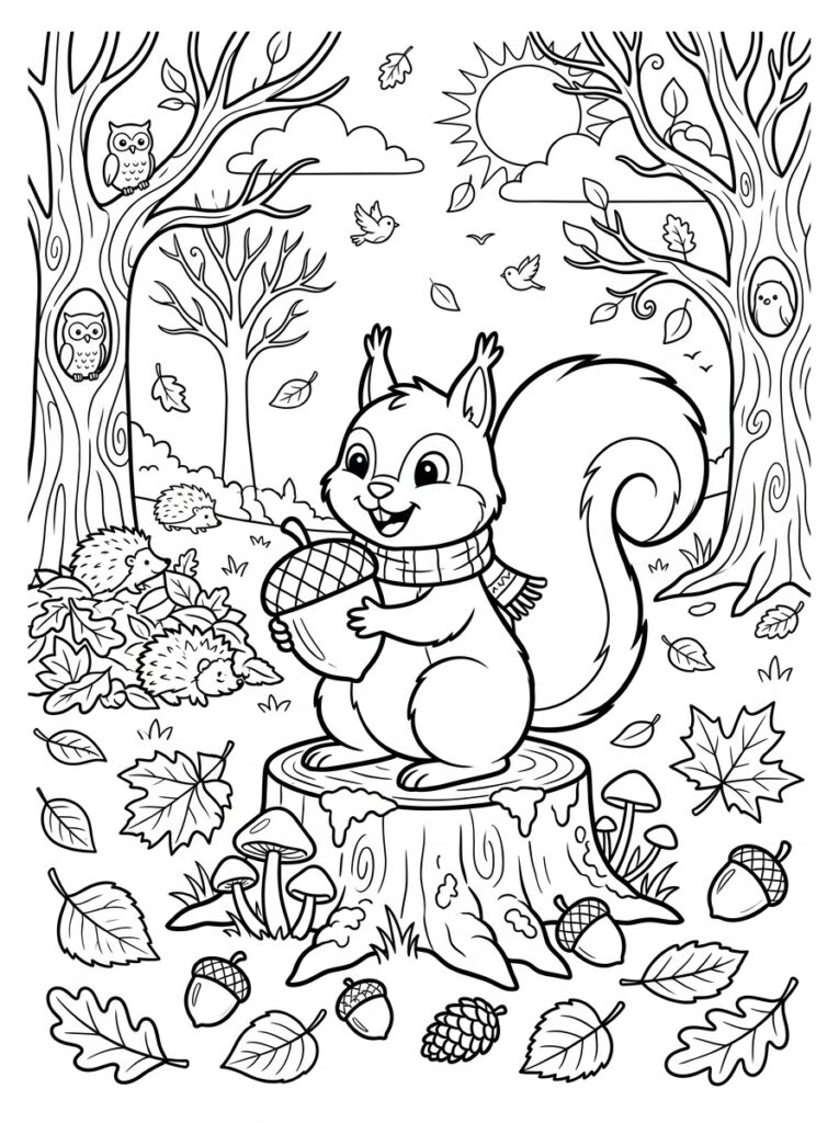 Herfst Kleurplaten (Gratis PDF Printables) 14 - gratis kleurplaat om te printen
