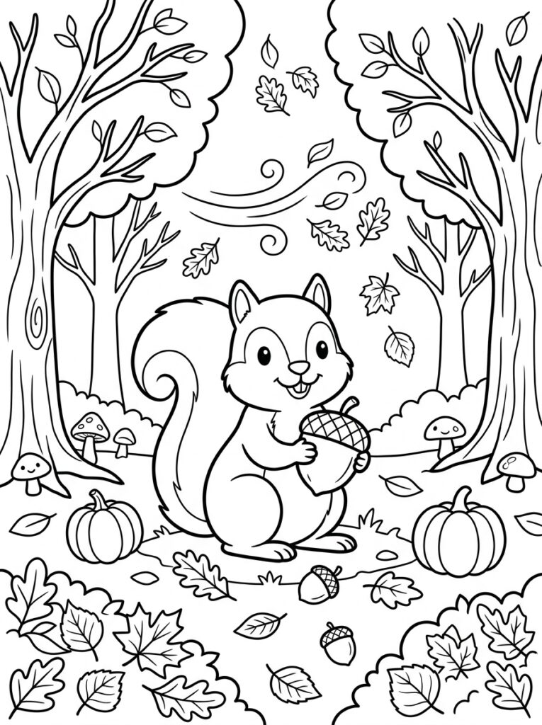 Herfst Kleurplaten (Gratis PDF Printables) 15 - gratis kleurplaat om te printen