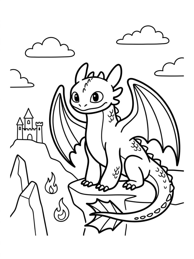 Hoe tem je een draak Kleurplaten (Gratis PDF Printables) 02 - gratis kleurplaat om te printen