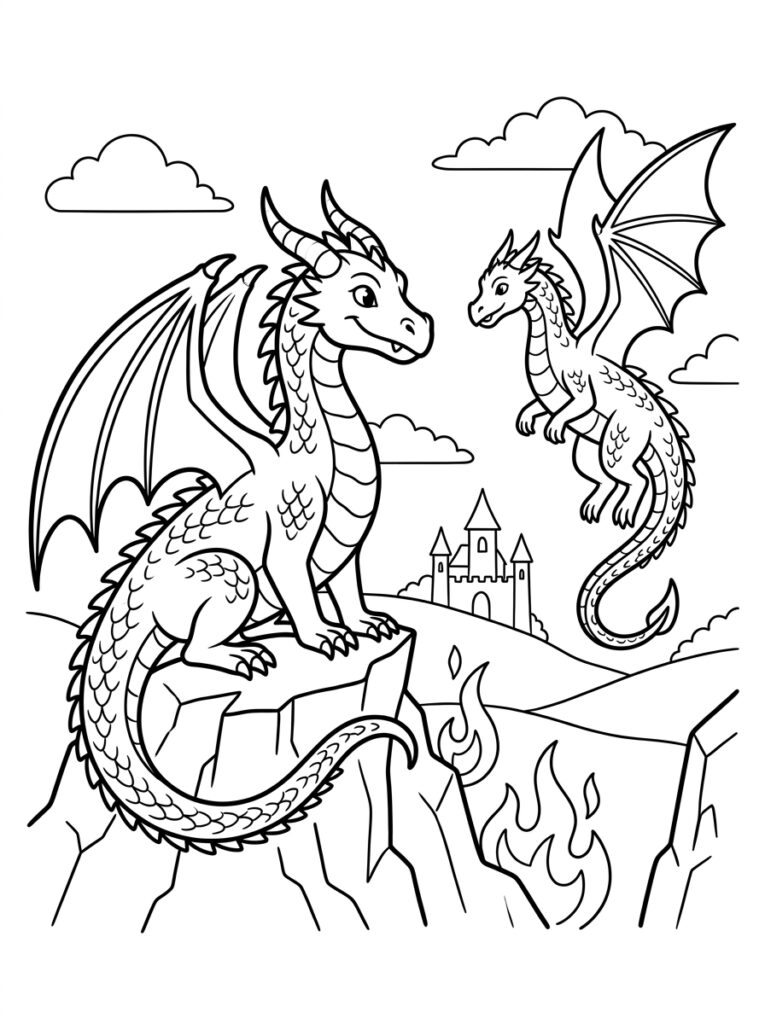 Hoe tem je een draak Kleurplaten (Gratis PDF Printables) 03 - gratis kleurplaat om te printen