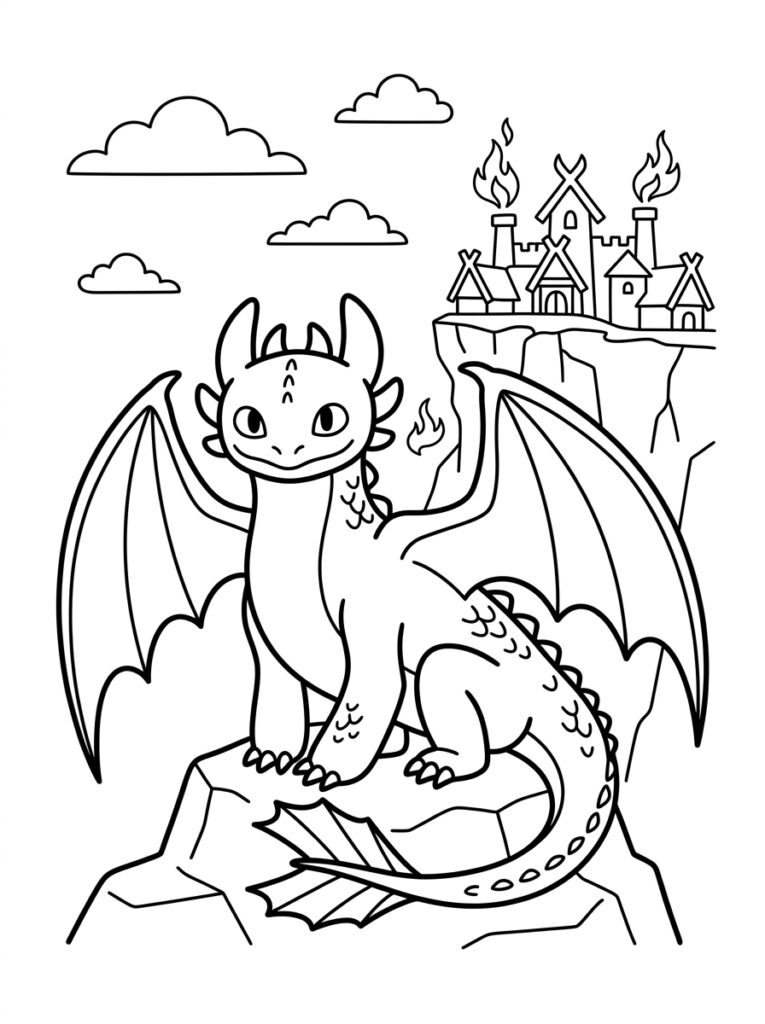 Hoe tem je een draak Kleurplaten (Gratis PDF Printables) 04 - gratis kleurplaat om te printen