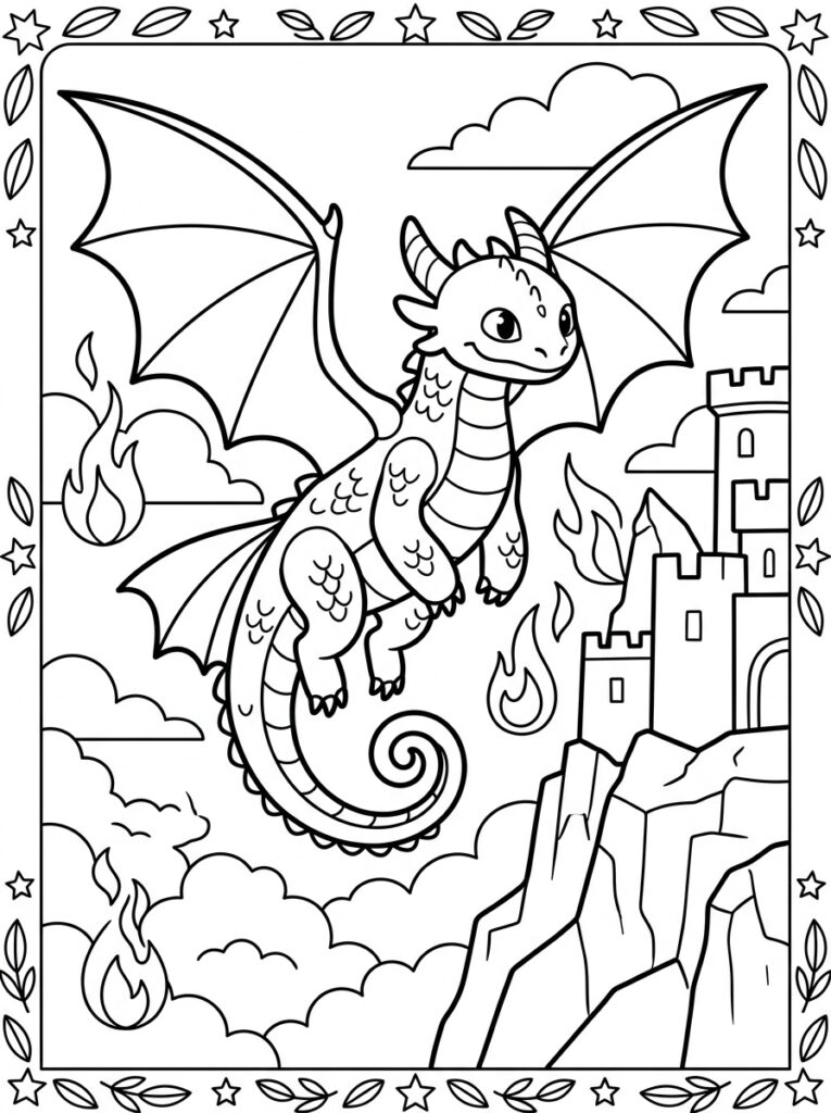 Hoe tem je een draak Kleurplaten (Gratis PDF Printables) 06 - gratis kleurplaat om te printen