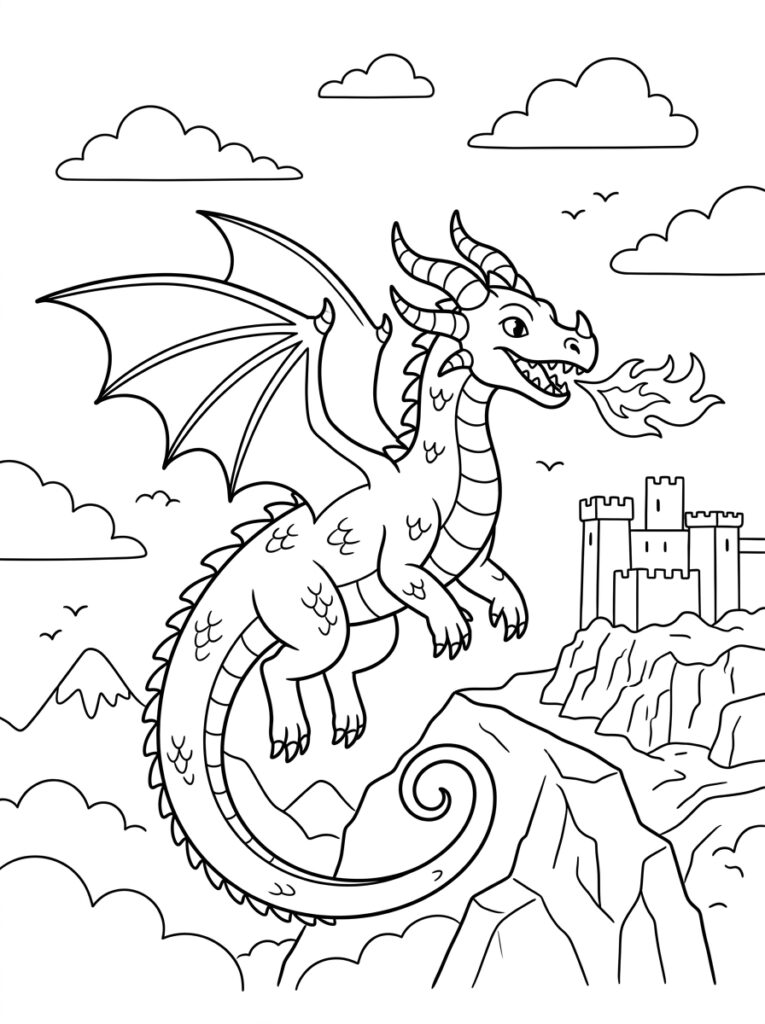 Hoe tem je een draak Kleurplaten (Gratis PDF Printables) 10 - gratis kleurplaat om te printen