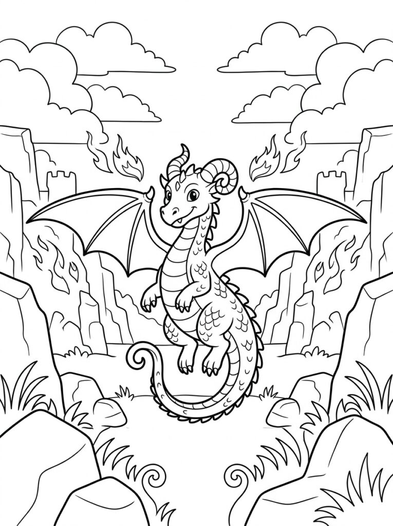 Hoe tem je een draak Kleurplaten (Gratis PDF Printables) 19 - gratis kleurplaat om te printen