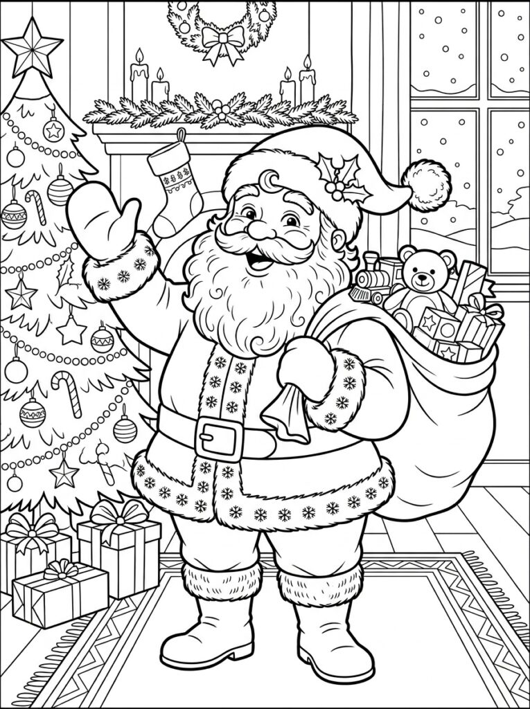 Kerst Kleurplaten (Gratis PDF Printables) 01 - gratis kleurplaat om te printen