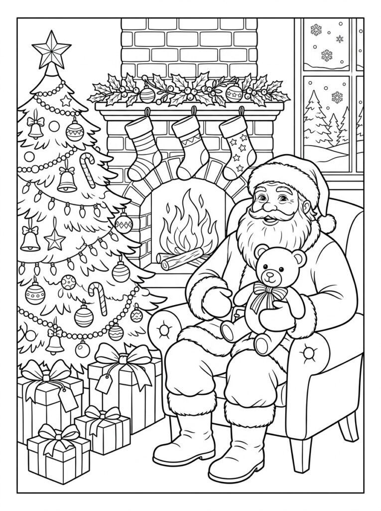 Kerst Kleurplaten (Gratis PDF Printables) 02 - gratis kleurplaat om te printen