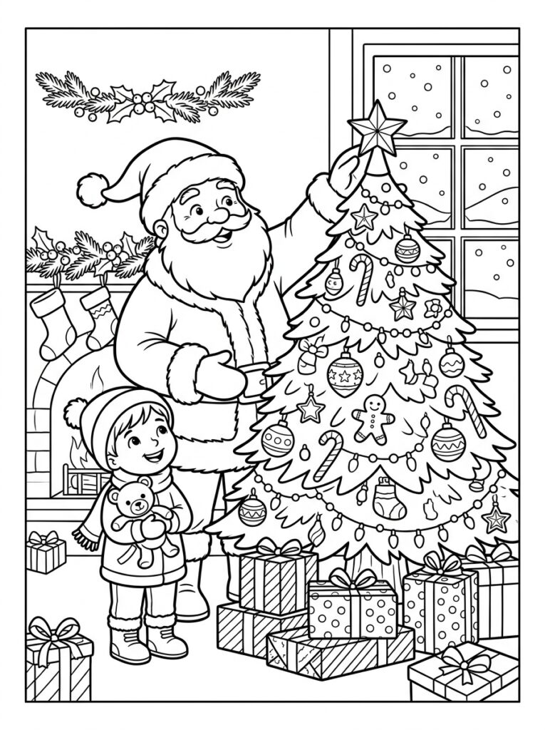 Kerst Kleurplaten (Gratis PDF Printables) 03 - gratis kleurplaat om te printen
