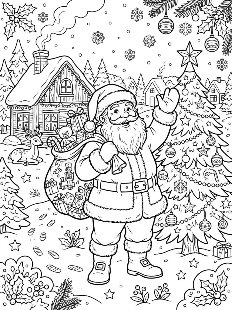 Kerst Kleurplaten (Gratis PDF Printables) 04 - gratis kleurplaat om te printen
