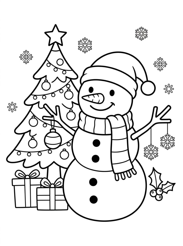 Kerst Kleurplaten (Gratis PDF Printables) 06 - gratis kleurplaat om te printen