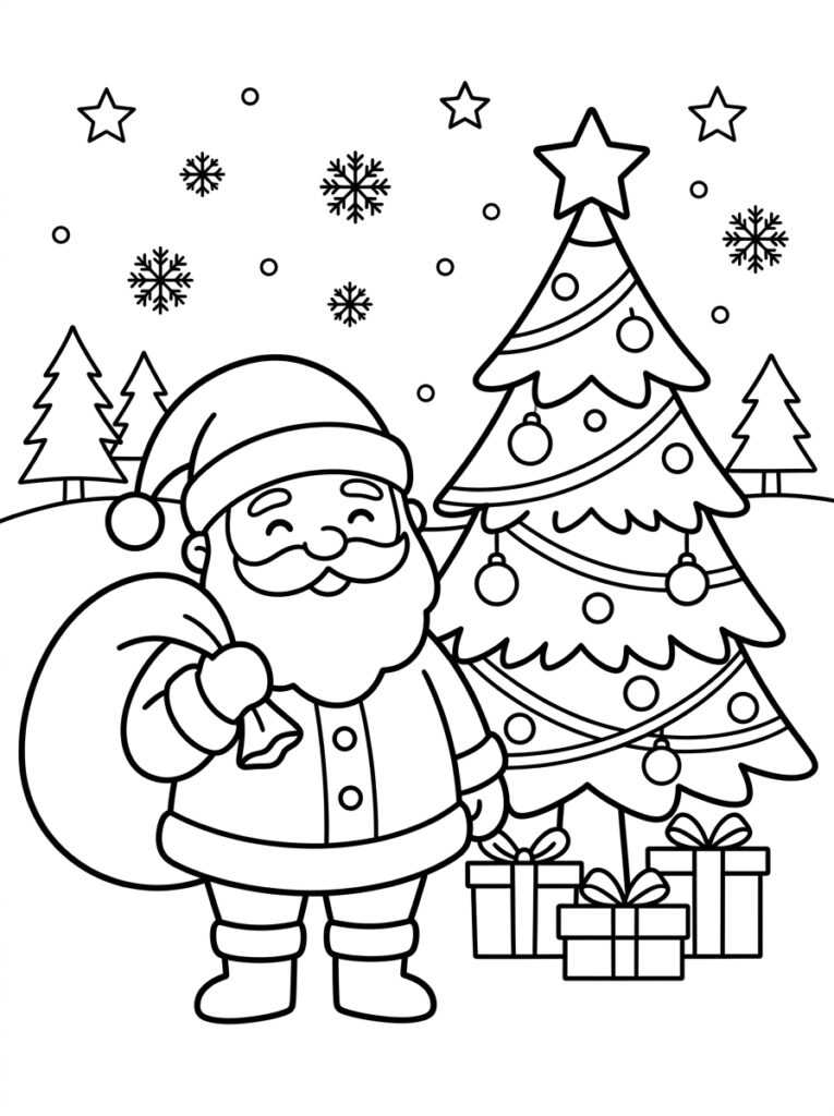 Kerst Kleurplaten (Gratis PDF Printables) 09 - gratis kleurplaat om te printen
