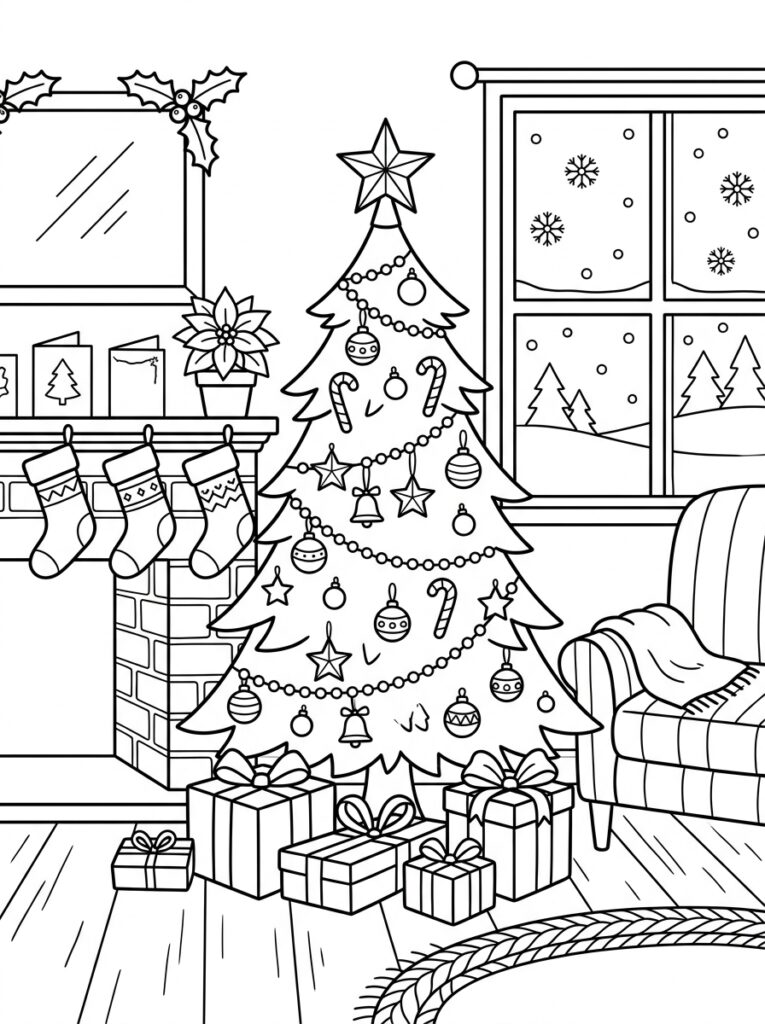 Kerst Kleurplaten (Gratis PDF Printables) 10 - gratis kleurplaat om te printen