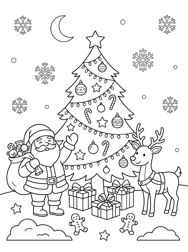 Kerst Kleurplaten (Gratis PDF Printables) 11 - gratis kleurplaat om te printen