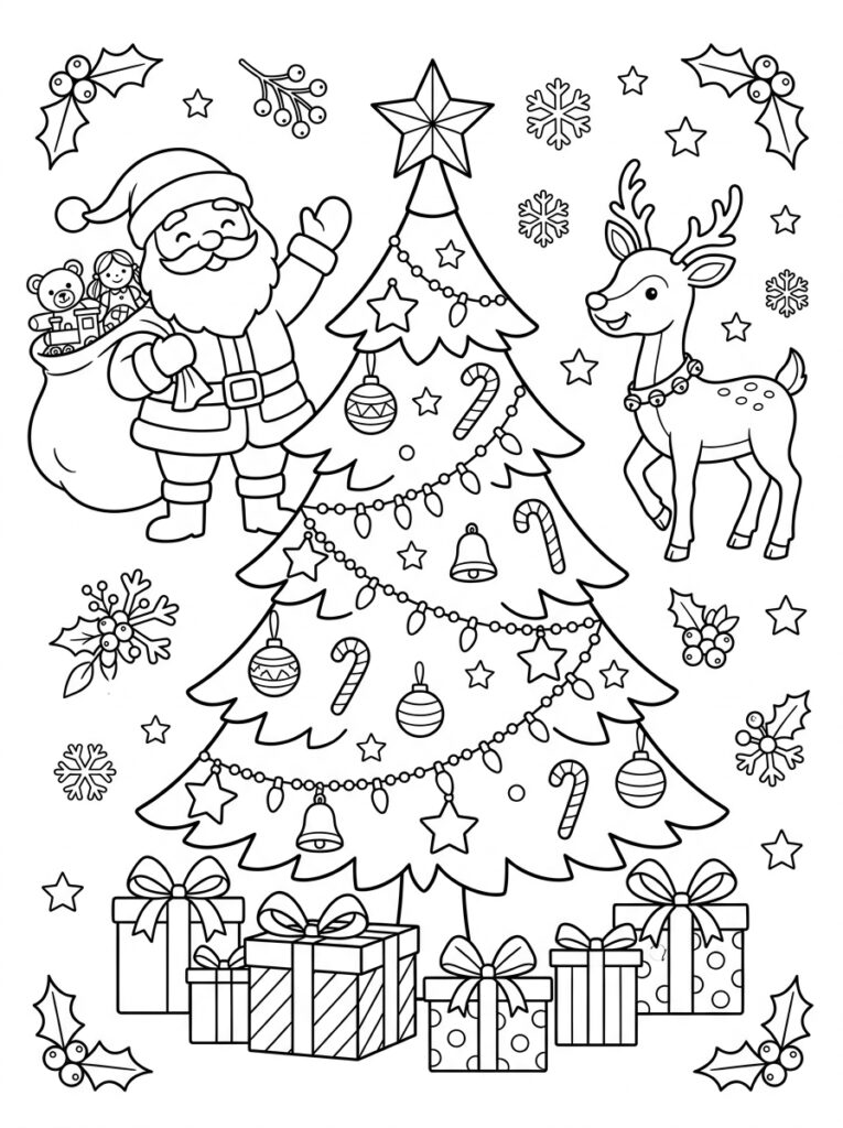 Kerst Kleurplaten (Gratis PDF Printables) 12 - gratis kleurplaat om te printen
