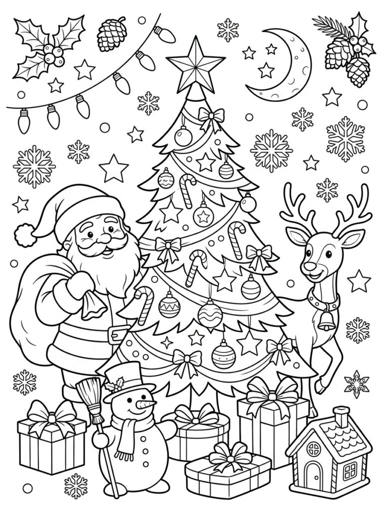 Kerst Kleurplaten (Gratis PDF Printables) 13 - gratis kleurplaat om te printen
