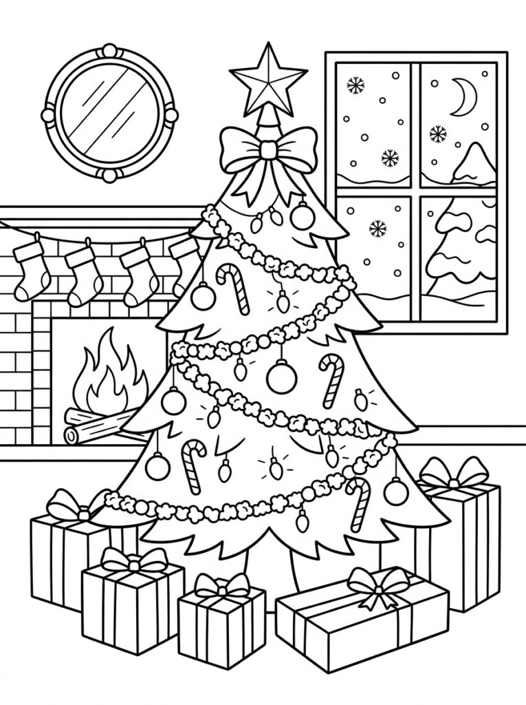 Kerst Kleurplaten (Gratis PDF Printables) 17 - gratis kleurplaat om te printen