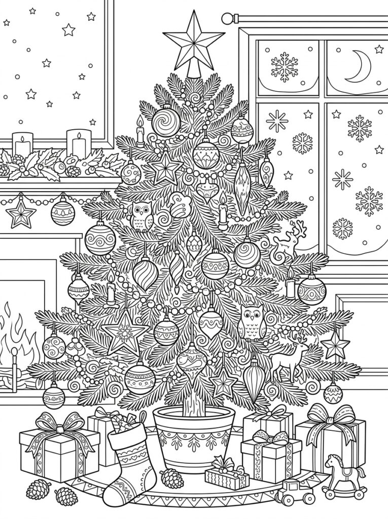 Kerstboom Kleurplaten (Gratis PDF Printables) 02 - gratis kleurplaat om te printen