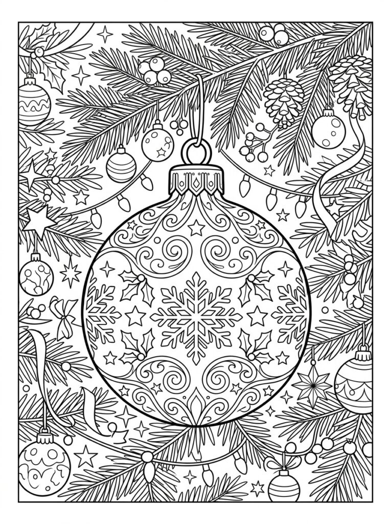 Kerstboom Kleurplaten (Gratis PDF Printables) 03 - gratis kleurplaat om te printen