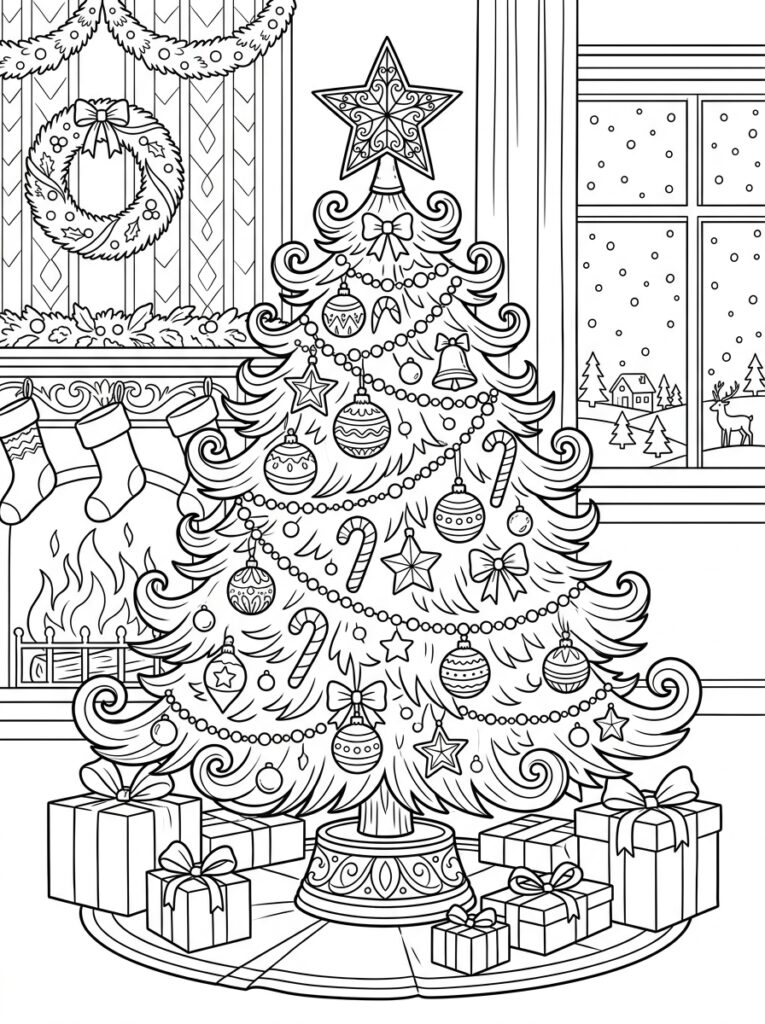 Kerstboom Kleurplaten (Gratis PDF Printables) 08 - gratis kleurplaat om te printen
