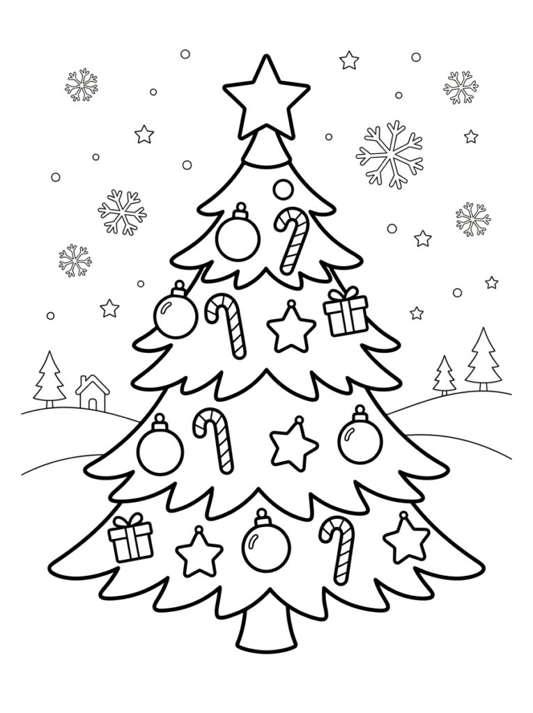 Kerstboom Kleurplaten (Gratis PDF Printables) 16 - gratis kleurplaat om te printen