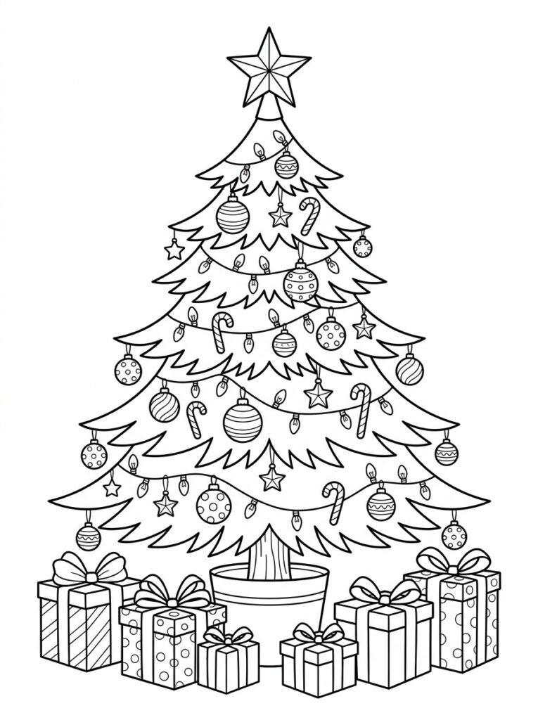 Kerstboom Kleurplaten (Gratis PDF Printables) 18 - gratis kleurplaat om te printen