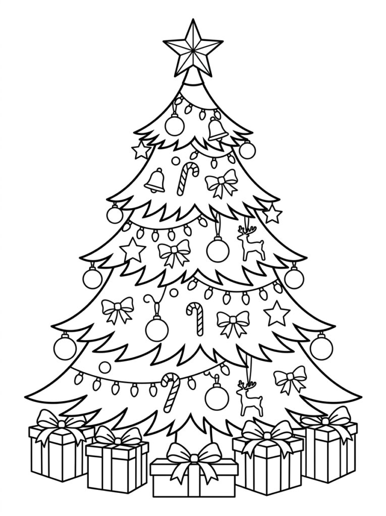 Kerstboom Kleurplaten (Gratis PDF Printables) 20 - gratis kleurplaat om te printen
