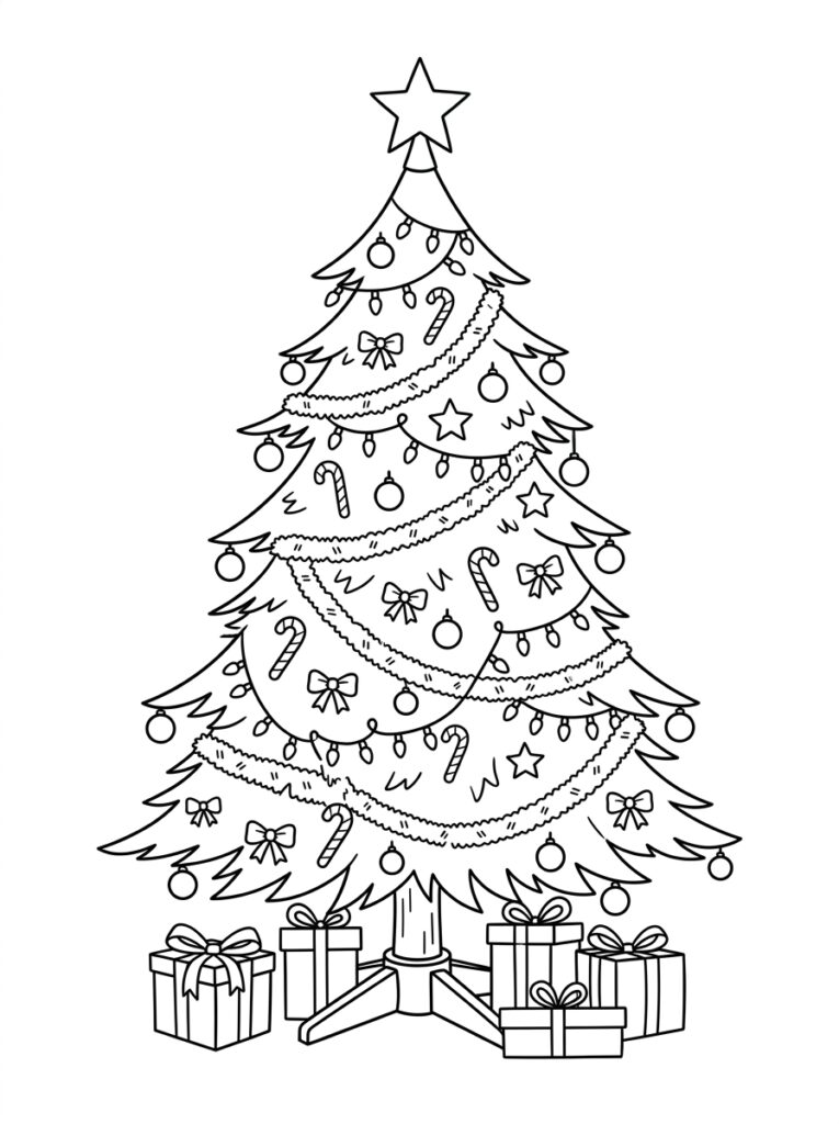 Kerstboom Kleurplaten (Gratis PDF Printables) 22 - gratis kleurplaat om te printen