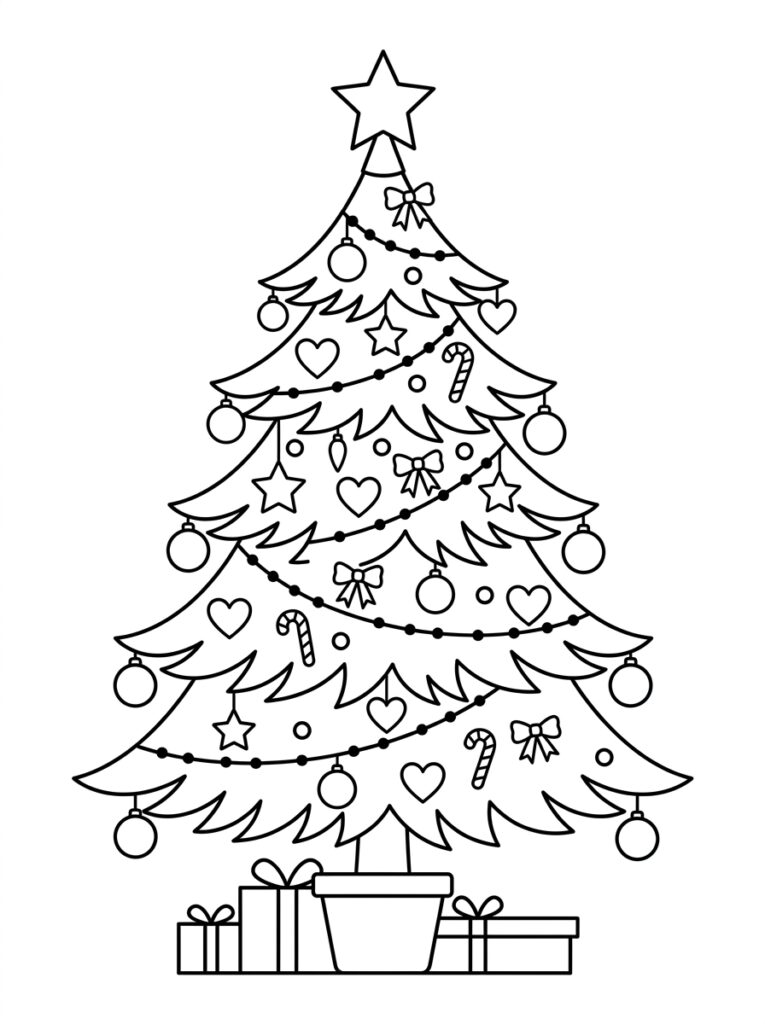 Kerstboom Kleurplaten (Gratis PDF Printables) 24 - gratis kleurplaat om te printen