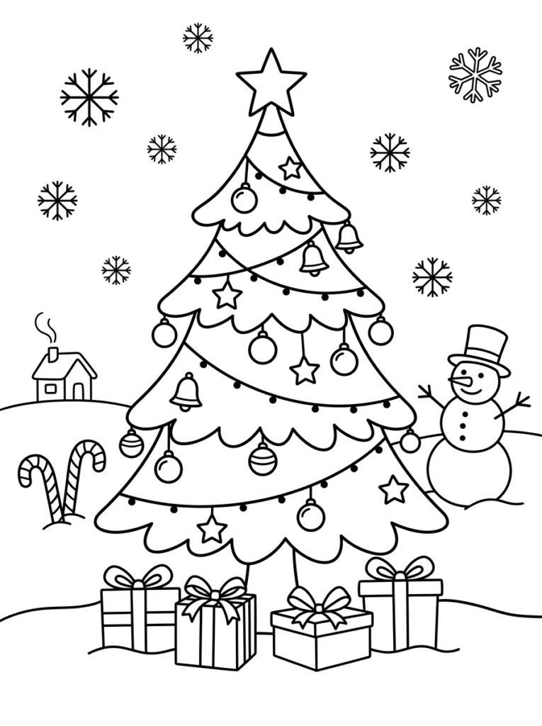Kerstboom Kleurplaten (Gratis PDF Printables) 26 - gratis kleurplaat om te printen