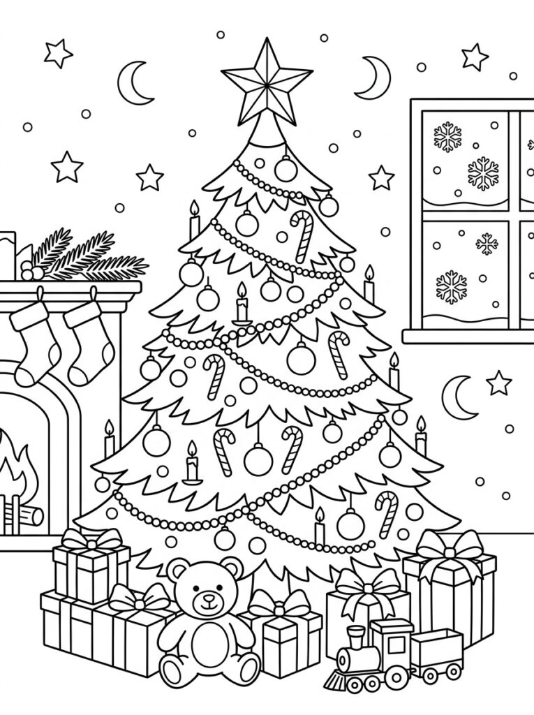 Kerstboom Kleurplaten (Gratis PDF Printables) 28 - gratis kleurplaat om te printen