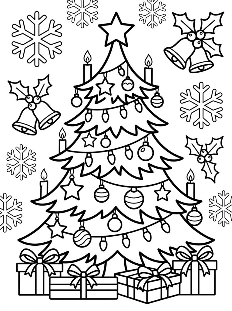 Kerstboom Kleurplaten (Gratis PDF Printables) 34 - gratis kleurplaat om te printen