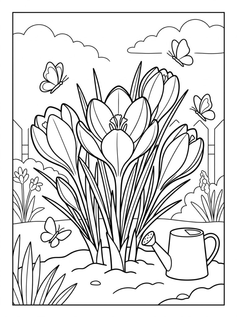 Krokus Kleurplaten (Gratis PDF Printables) 09 - gratis kleurplaat om te printen