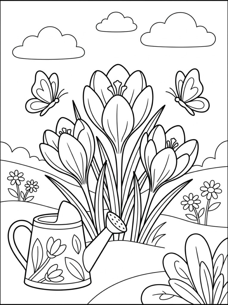 Krokus Kleurplaten (Gratis PDF Printables) 13 - gratis kleurplaat om te printen