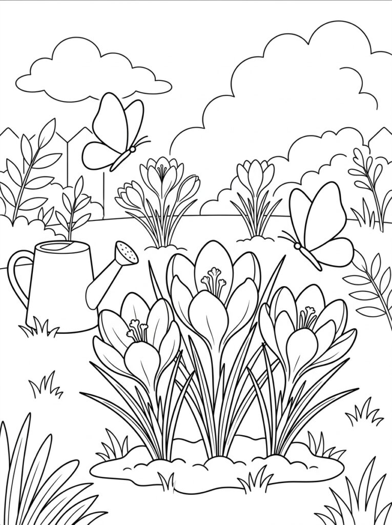 Krokus Kleurplaten (Gratis PDF Printables) 14 - gratis kleurplaat om te printen