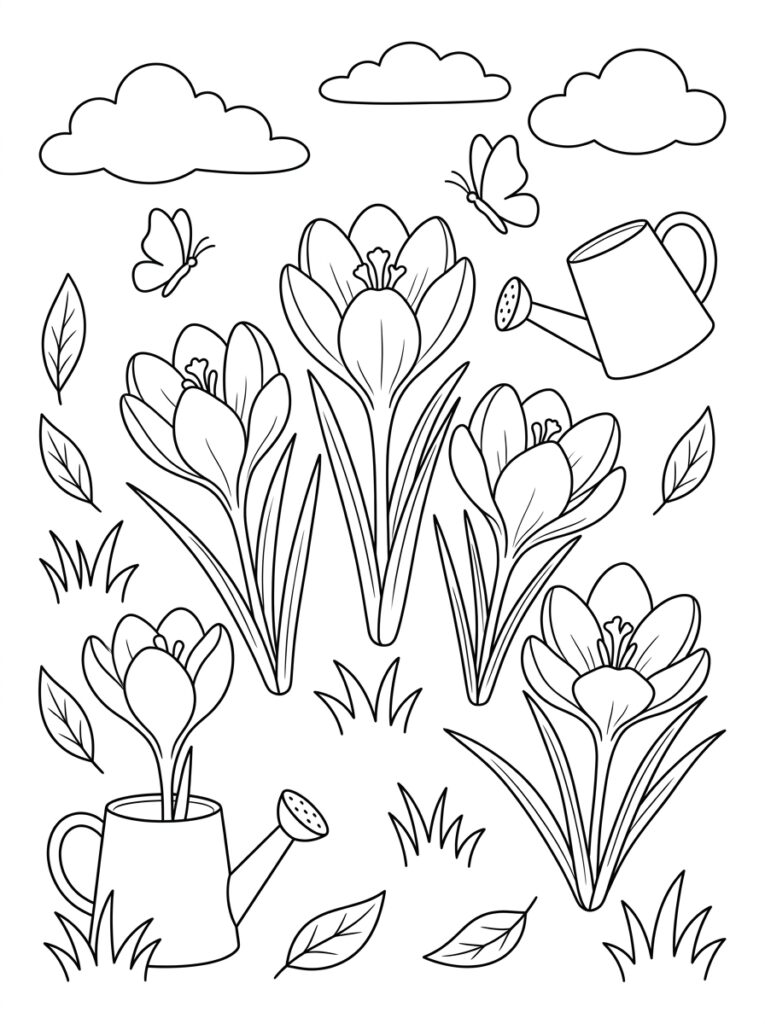 Krokus Kleurplaten (Gratis PDF Printables) 15 - gratis kleurplaat om te printen