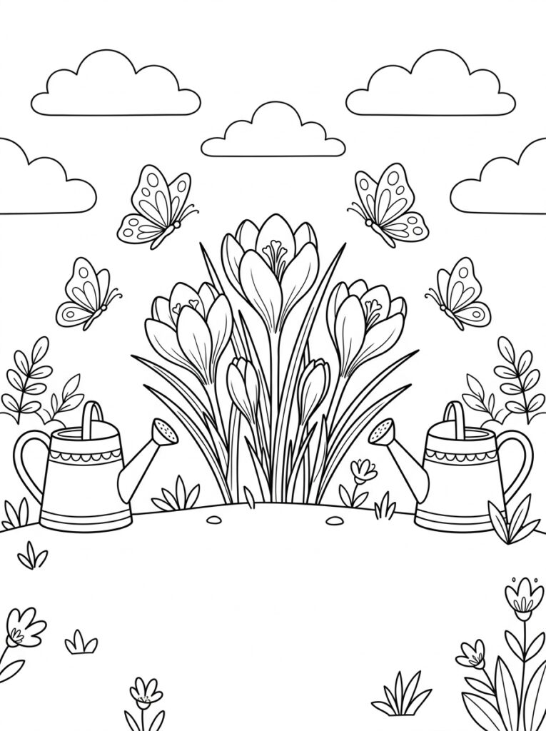 Krokus Kleurplaten (Gratis PDF Printables) 16 - gratis kleurplaat om te printen