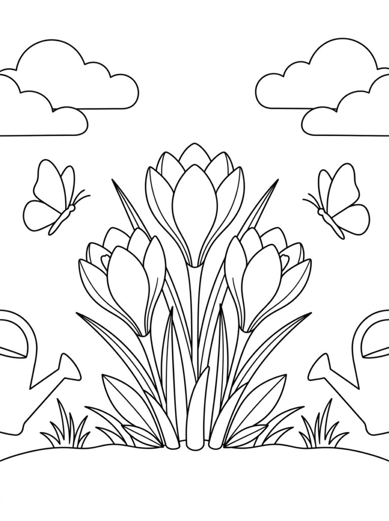 Krokus Kleurplaten (Gratis PDF Printables) 17 - gratis kleurplaat om te printen
