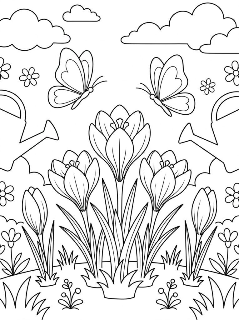 Krokus Kleurplaten (Gratis PDF Printables) 18 - gratis kleurplaat om te printen
