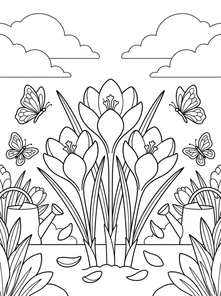 Krokus Kleurplaten (Gratis PDF Printables) 19 - gratis kleurplaat om te printen